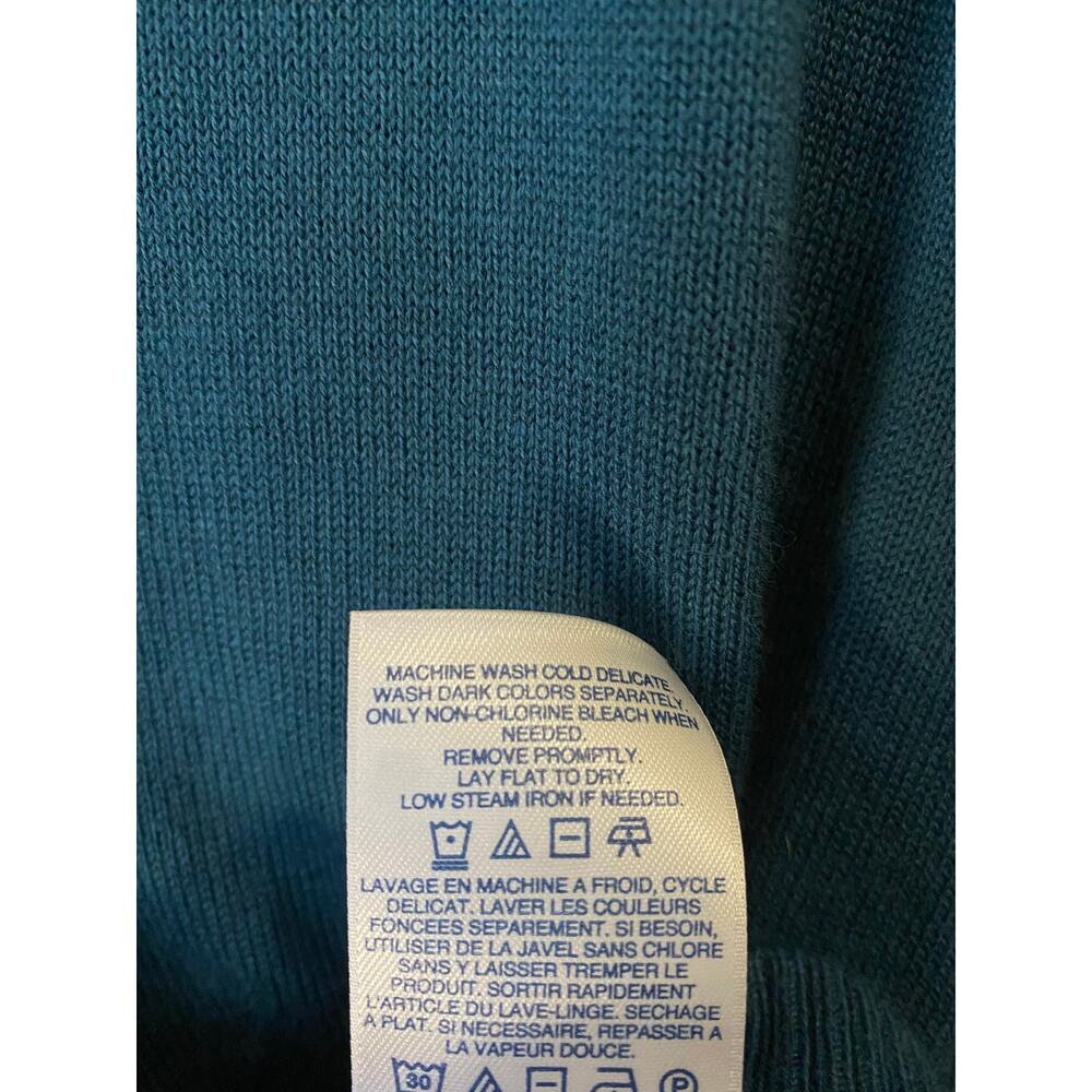 Lands’ End Mens Crewneck Sweater Medium Teal Blue Green Cotton Modal Lightweight - Picture 7 of 12